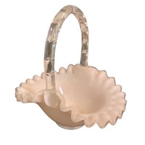 Fenton glass silver crest basket